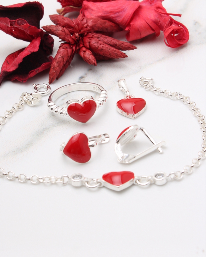 Set argint cu inima cod 3-43772, gr6