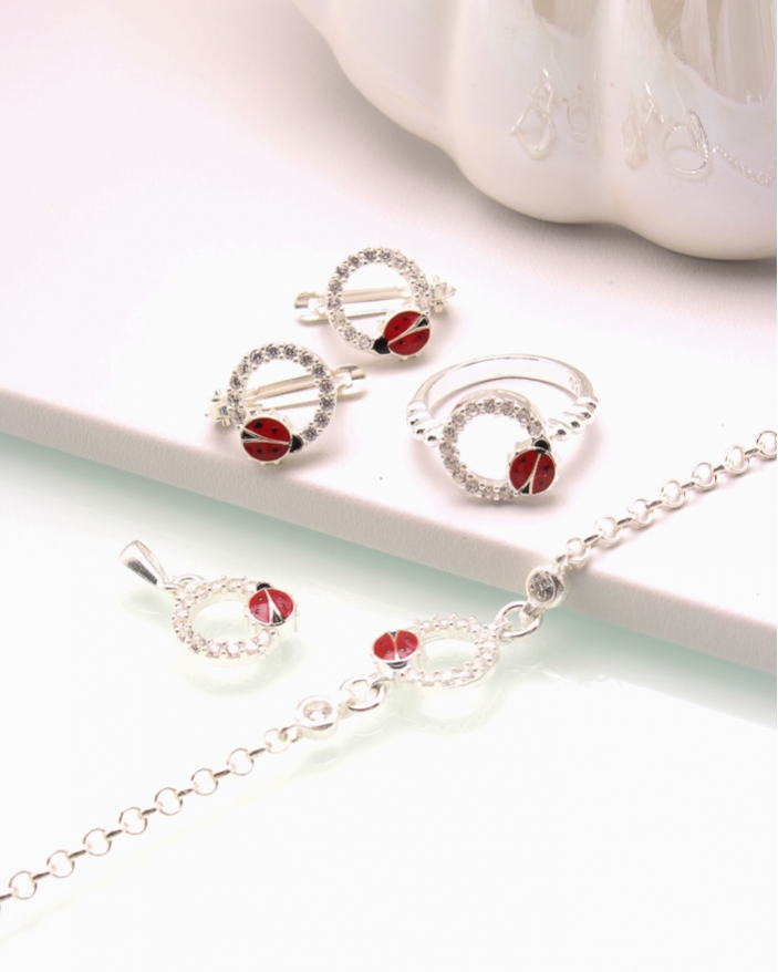 Set argint cu buburuza cod 3-44556, gr6