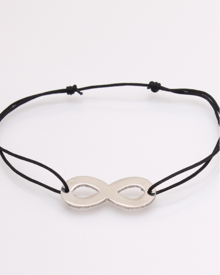 Bratara argint infinit cu ata neagra cod 5-31582, gr1.4