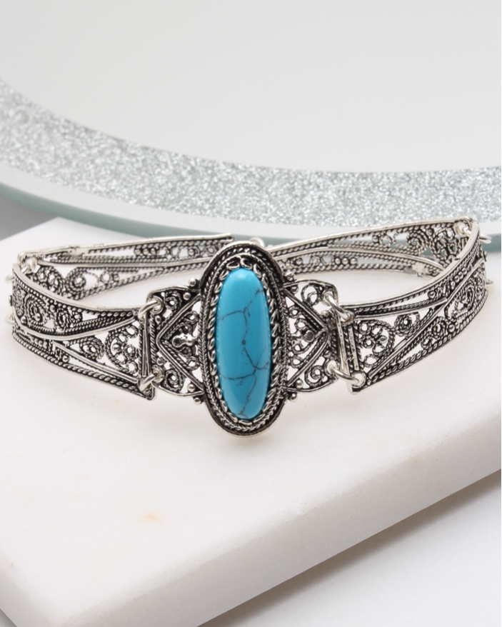 Bratara argint filigran cu turcoaz cod 5-50695, gr17.6