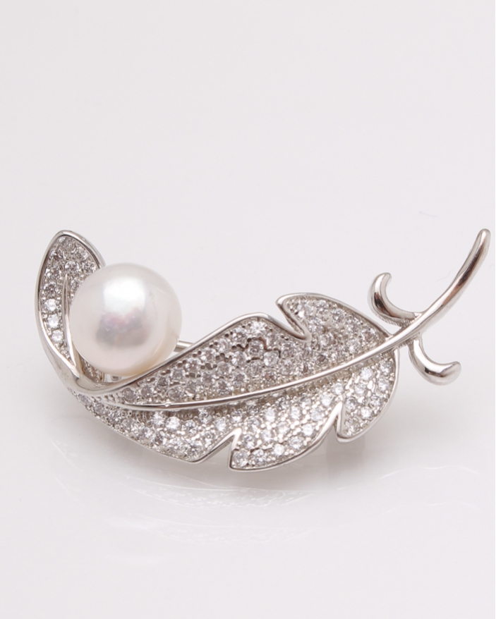 Brosa argint cu perla si cubic zirconia cod 8-27317, gr4.7