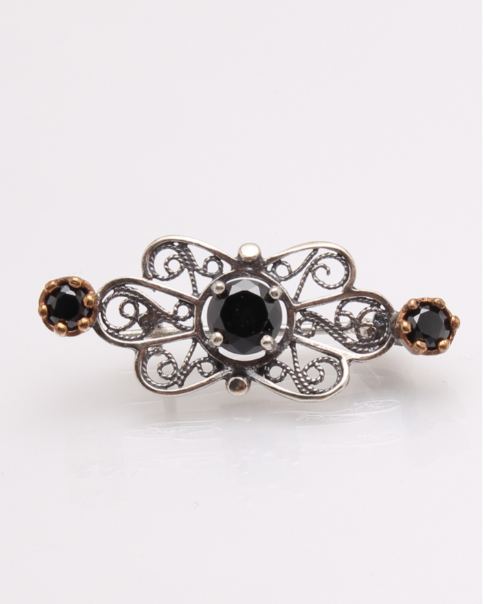 Brosa argint cu piatra neagra cod 8-31696, gr2.9