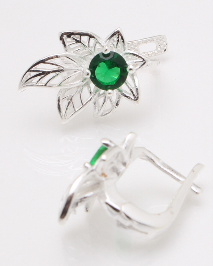 Cercei argint floare cu piatra verde cod 2-24922, gr4