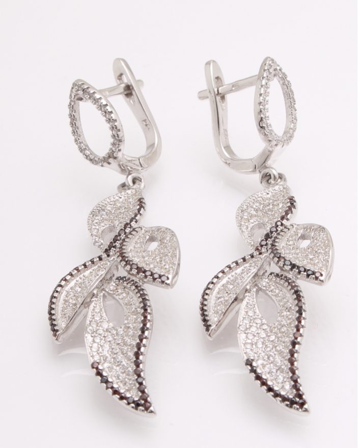 Cercei argint frunza si cubic zirconia cod 2-26431, gr10