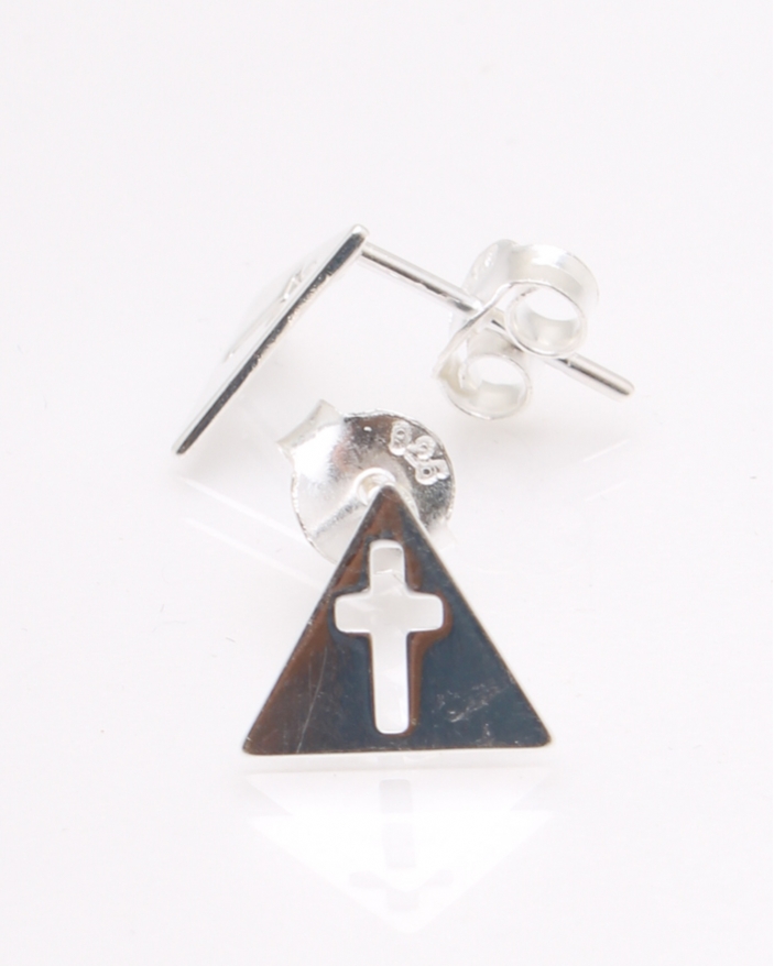 Cercei argint triunghi cu cruce cod 2-32932, gr0.8