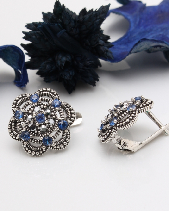 Cercei argint cu marcasite cod 2-43708, gr2.8