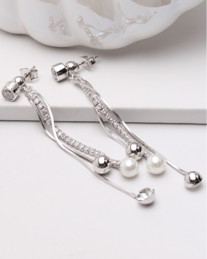 Cercei argint cu perle lungi cod 2-47039, gr4.7