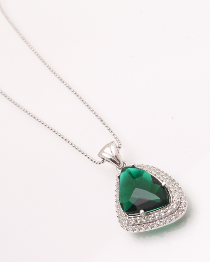 Colier argint cu piatra verde cod 4-26831, gr5.4