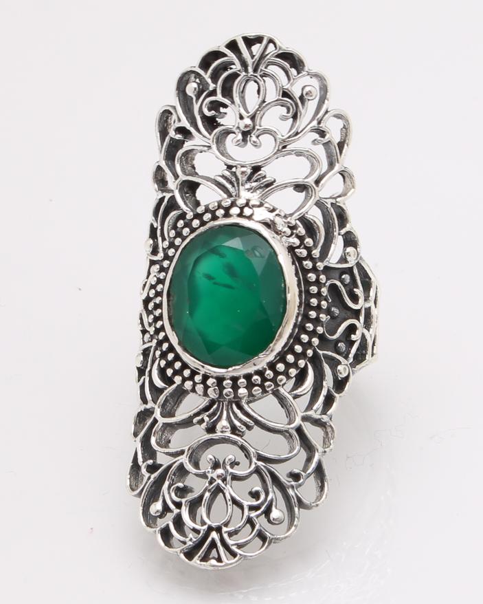 Inel argint cu piatra verde cod 1-27640, gr11.5