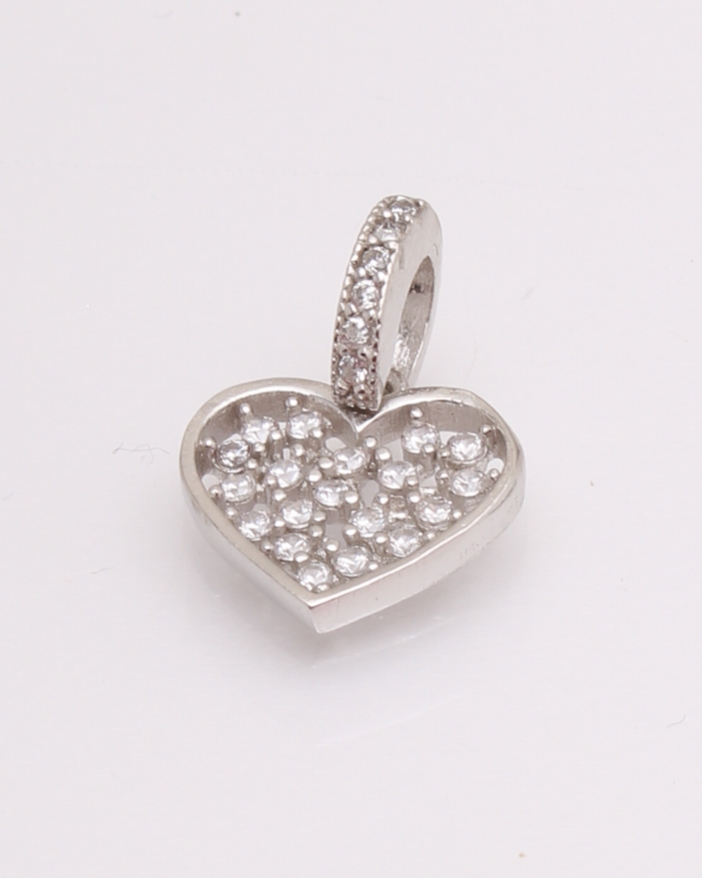 Pandantiv argint inima cu pietre albe cod 6-29323. gr1
