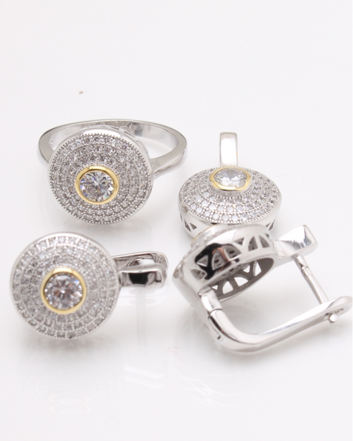 Set argint rotund cu pietricele albe cod 3-24014, gr15.4