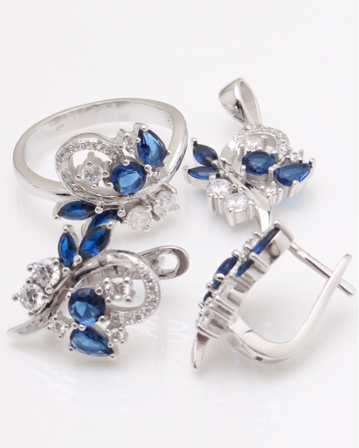 Set argint pietre albastre cod 3-24160, gr11.2