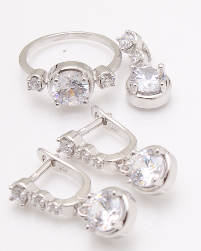 Set argint rodiat cu pietricele albe cod 3-24233, gr10.8