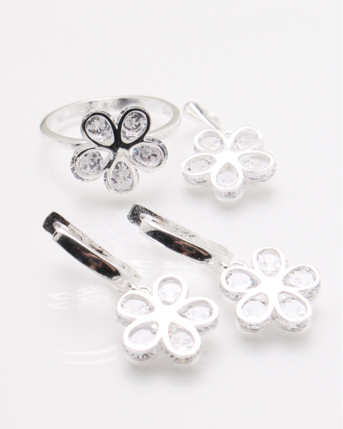 Set argint floricica cu pietre albe cod 3-24935, gr11.2