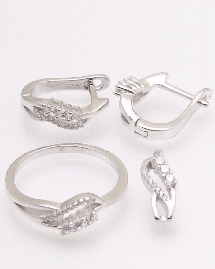 Set argint rodiat cu pietre albe cod 3-26189, gr6.9
