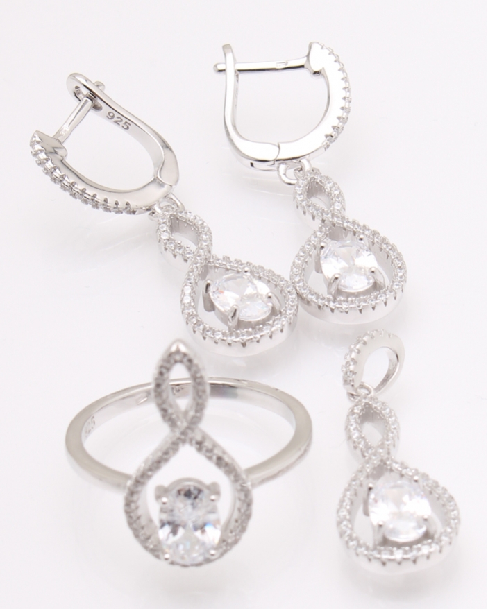 Set argint rodiat si cubic zirconia cod 3-26197, gr10.6