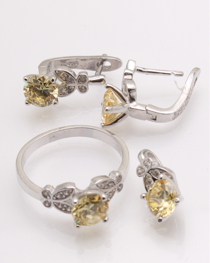 Set argint rodiat si cubic zirconia cod 3-26198, gr10