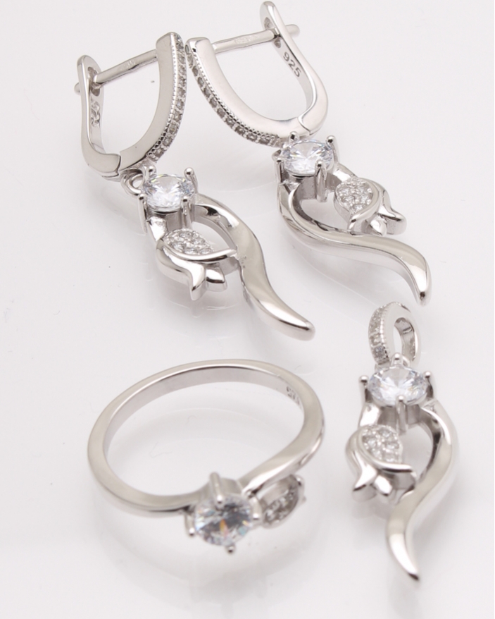 Set argint rodiat si cubic zirconia cod 3-26199, gr9.4