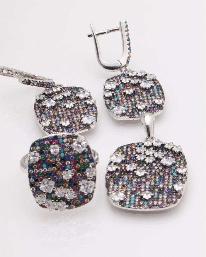 Set argint rodiat si cubic zirconia cod 3-26205, gr19.4