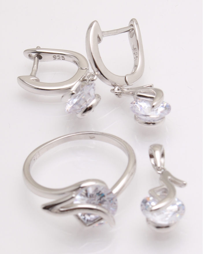 Set argint rodiat si cubic zirconia cod 3-26208, gr10.6