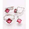 Set argint pietre fucsia cod 3-26226, gr9.4