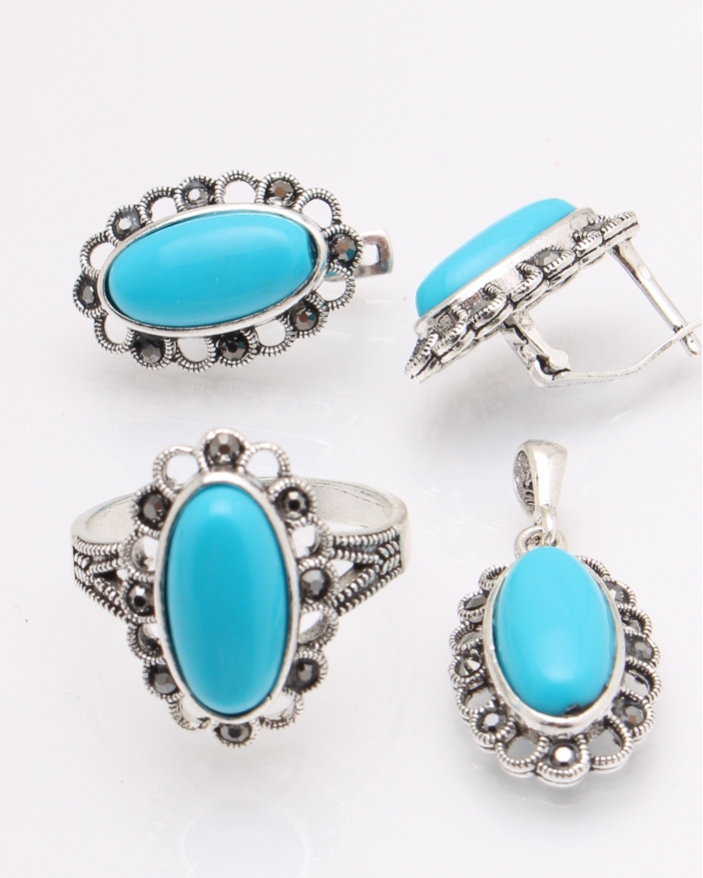 Set argint turcoaz si marcasite cod 3-26311, gr12