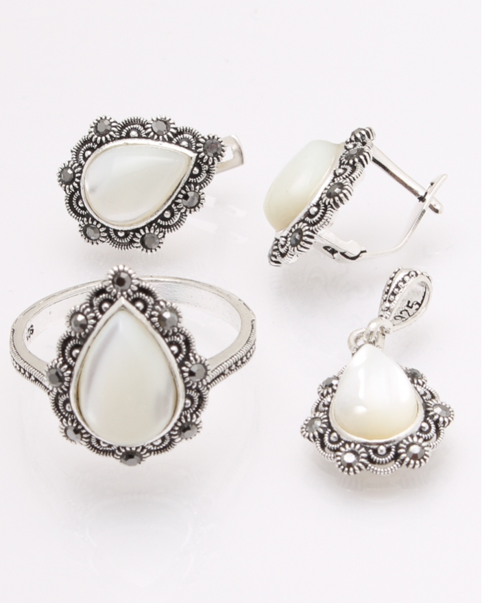 Set argint ochi de pisica si marcasite cod 3-26322, gr10.3