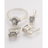 Set argint cubic zirconia oval alb cod 3-28330, gr7.2