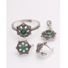 Set argint cu marcasite si piatra verde cod 3-29672, gr6.4