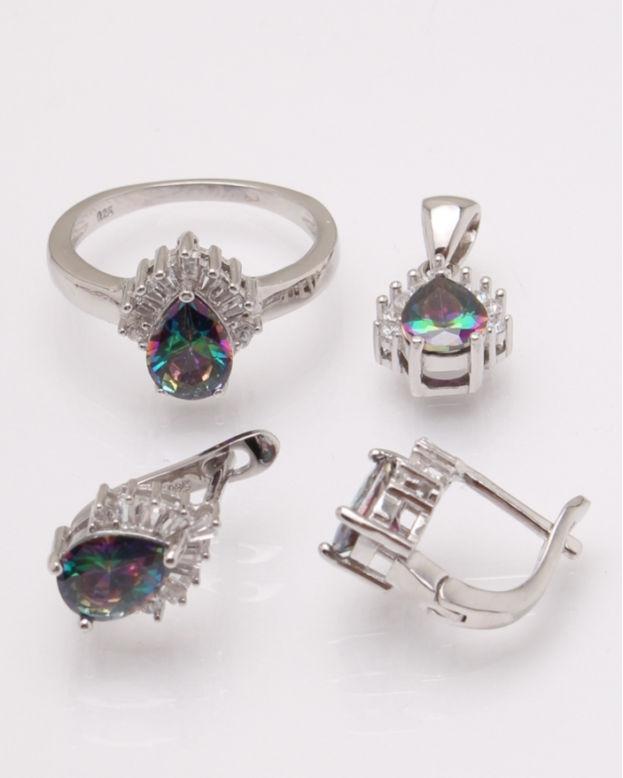 Set argint cu topaz mistic cod 3-31194, gr8.8
