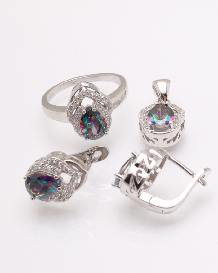Set argint cu topaz mistic cod 3-31195, gr11.3