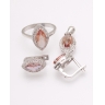 Set argint piatra lungueata maro cod 3-31410, gr8.5