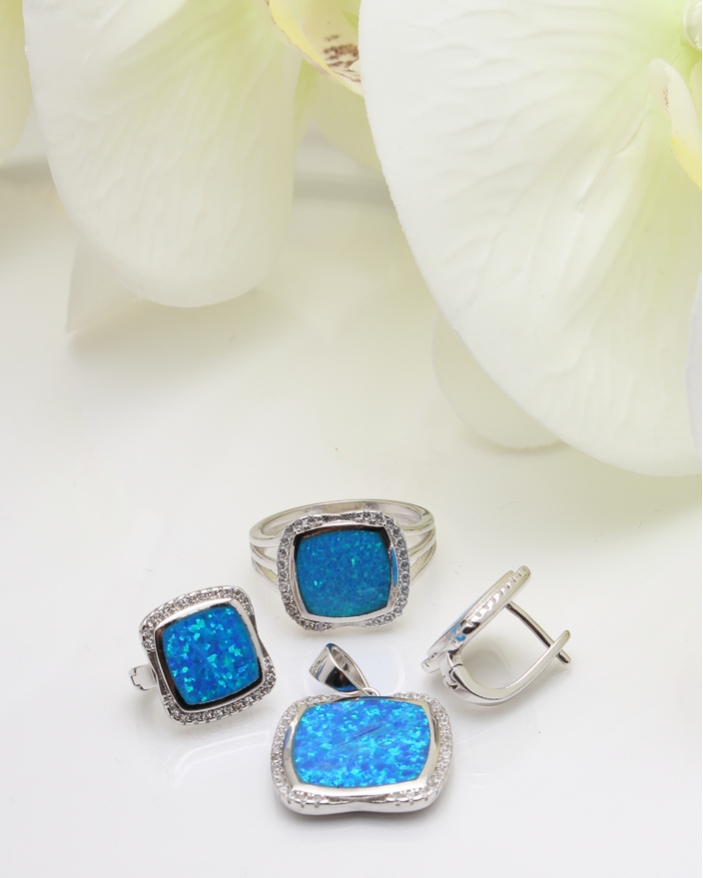 Set argint cu opal cod 3-35133, gr13.2