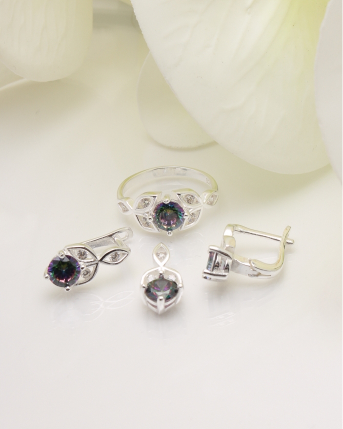 Set argint cu topaz mistic cod 3-35319, gr8.4