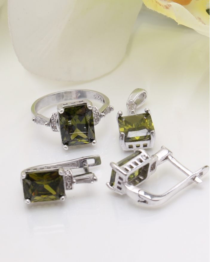 Set argint cu piatra olive cod 3-36570, gr10
