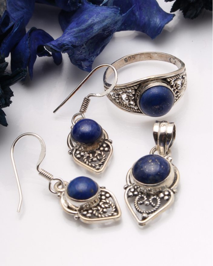 Set argint cu lapis lazuli cod 3-40748, gr8.2