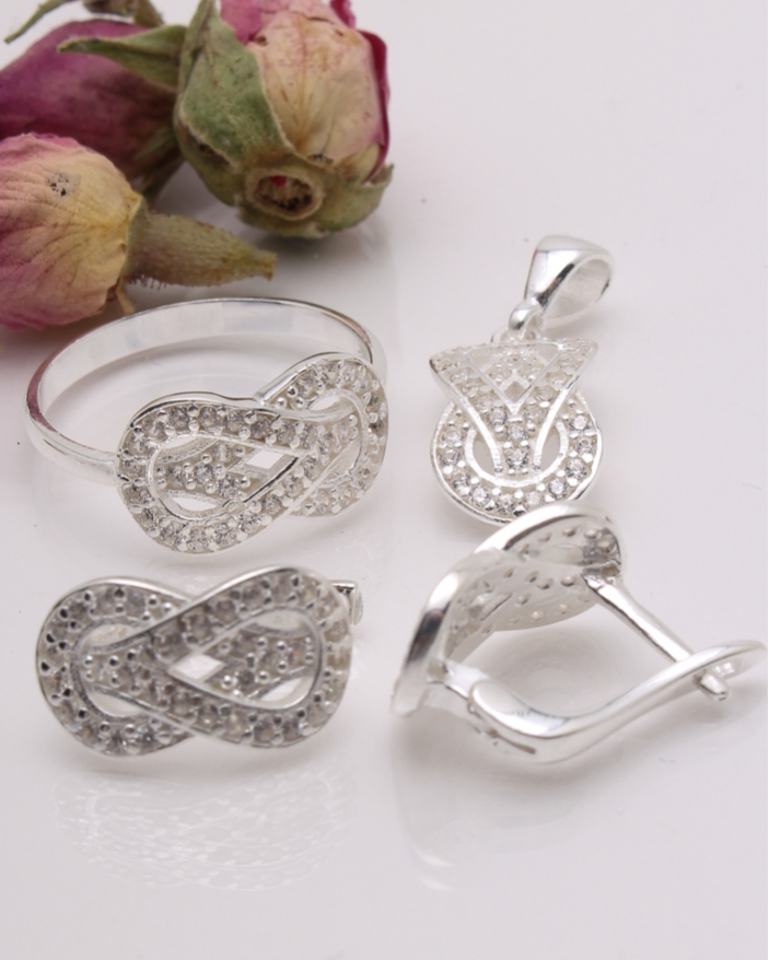 Set argint si cubic zirconia cod 3-41868, gr8.5