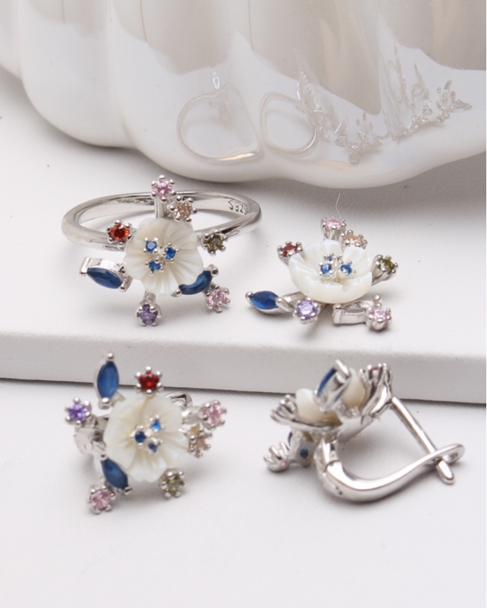 Set argint cu floricele cod 3-47136, gr7.2
