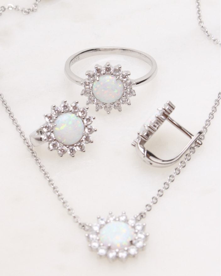 Set argint cu opalit cod 3-47892, gr9.7